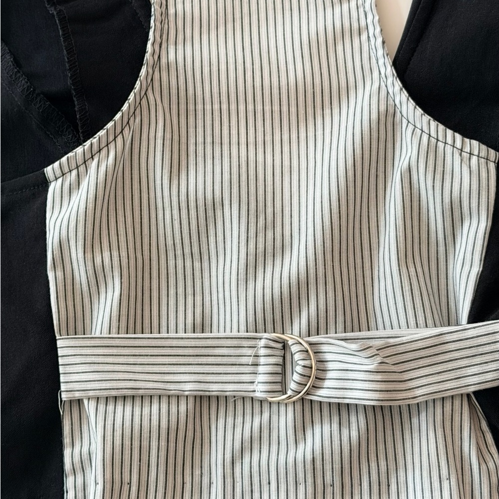 Women's Black Tailored Vest with Pinstriped Back Size L - Picture 5 of 9